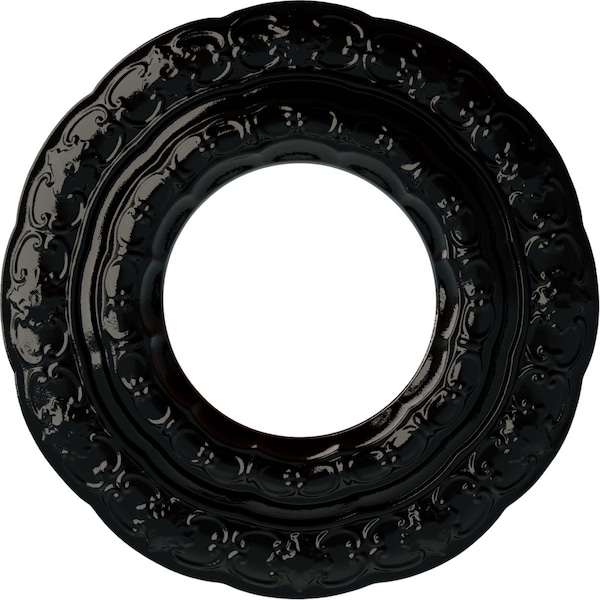 Ekena Millwork Lisbon Ceiling Medallion (Fits Canopies up to 7"), Hand-Painted Black Pearl, 15 3/8"OD x 7"ID x 1"P CM15LIBPS - main